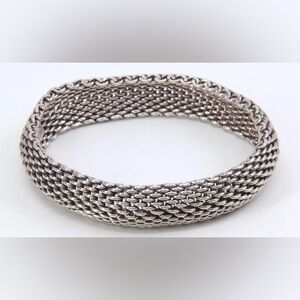 Tiffany & Co Ladies Sterling Silver Somerset Mesh Bangle Bracelet
